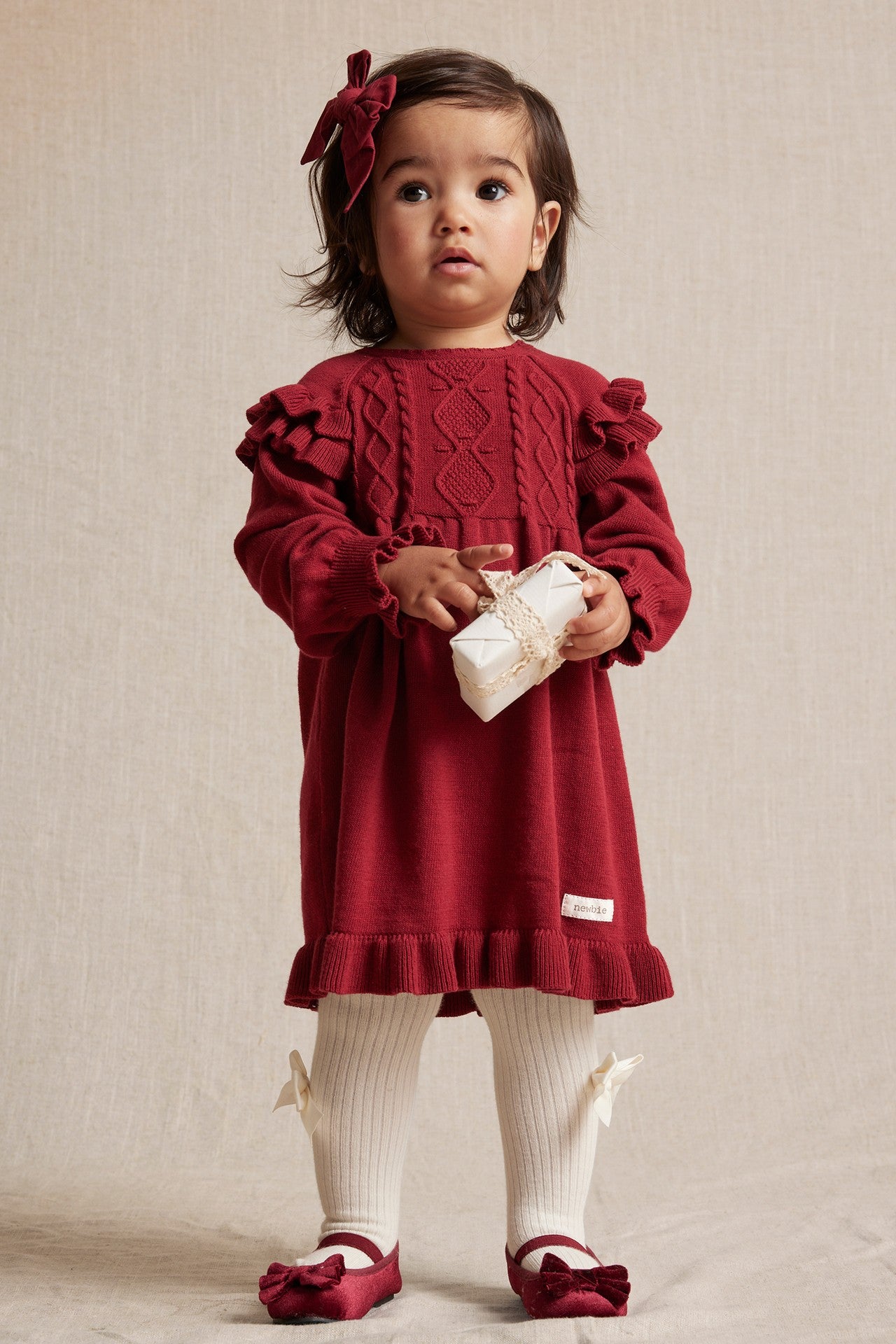 Baby red knitted dress